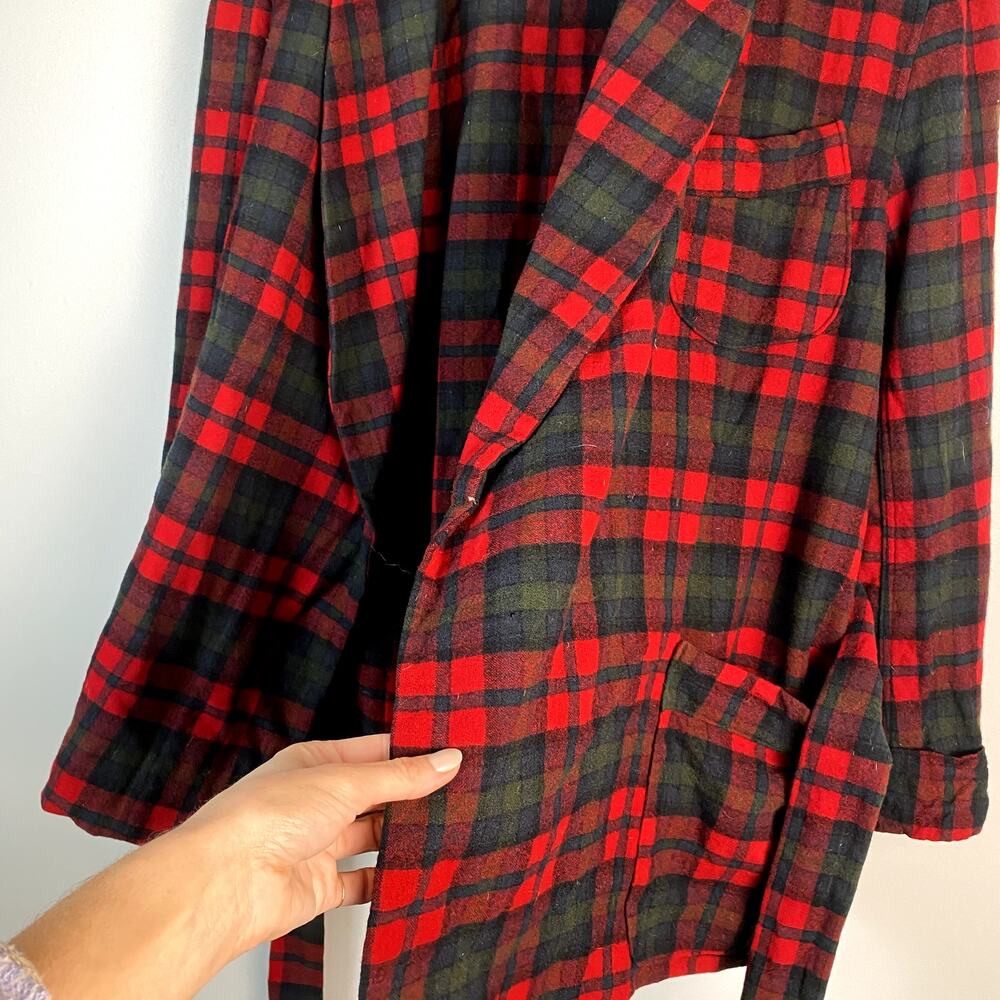 1960's Vintage Pendleton 100% Pure Virgin Wool Plaid Pajama Robe XL - Picture 4 of 6